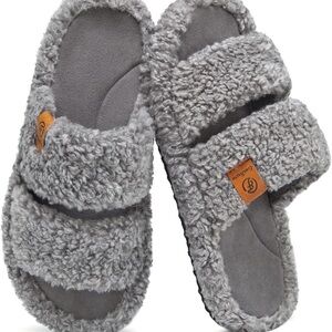 Gray Fuzzy Slippers